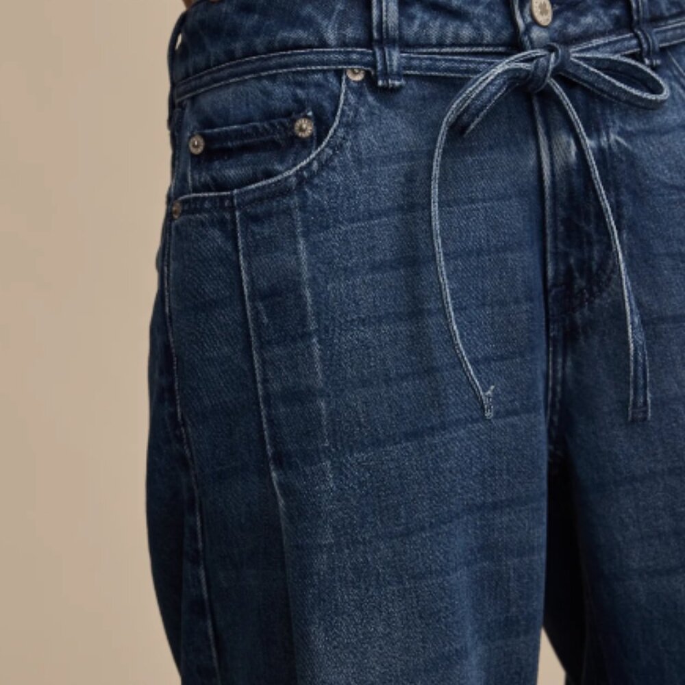 Lucky Brand Liquid Denim Luxe Palazzo Jeans Wide Leg Drawstring NWT - Picture 3 of 13